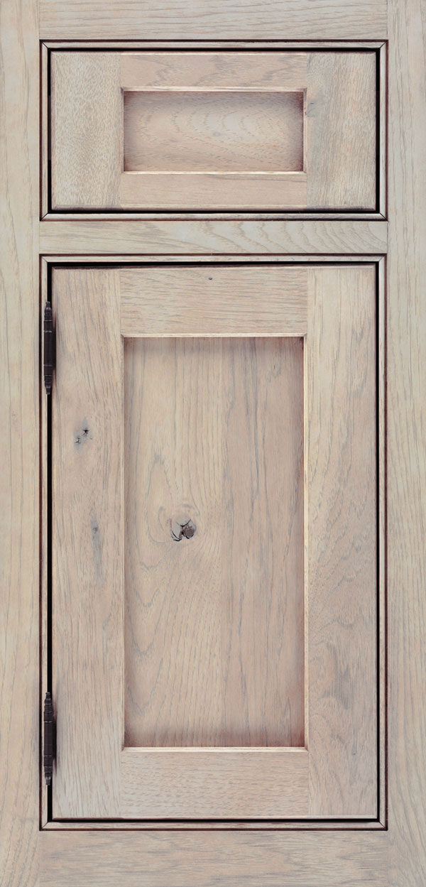 marion cabinet door style in rustic pecan wood and porch swing finish